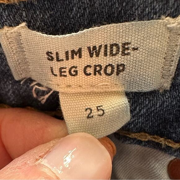 MADEWELL Slim Wide Leg Crop Jeans Raw Hem AA584 Size 25 Blue Casual 70s 90s Boho - Picture 9 of 15